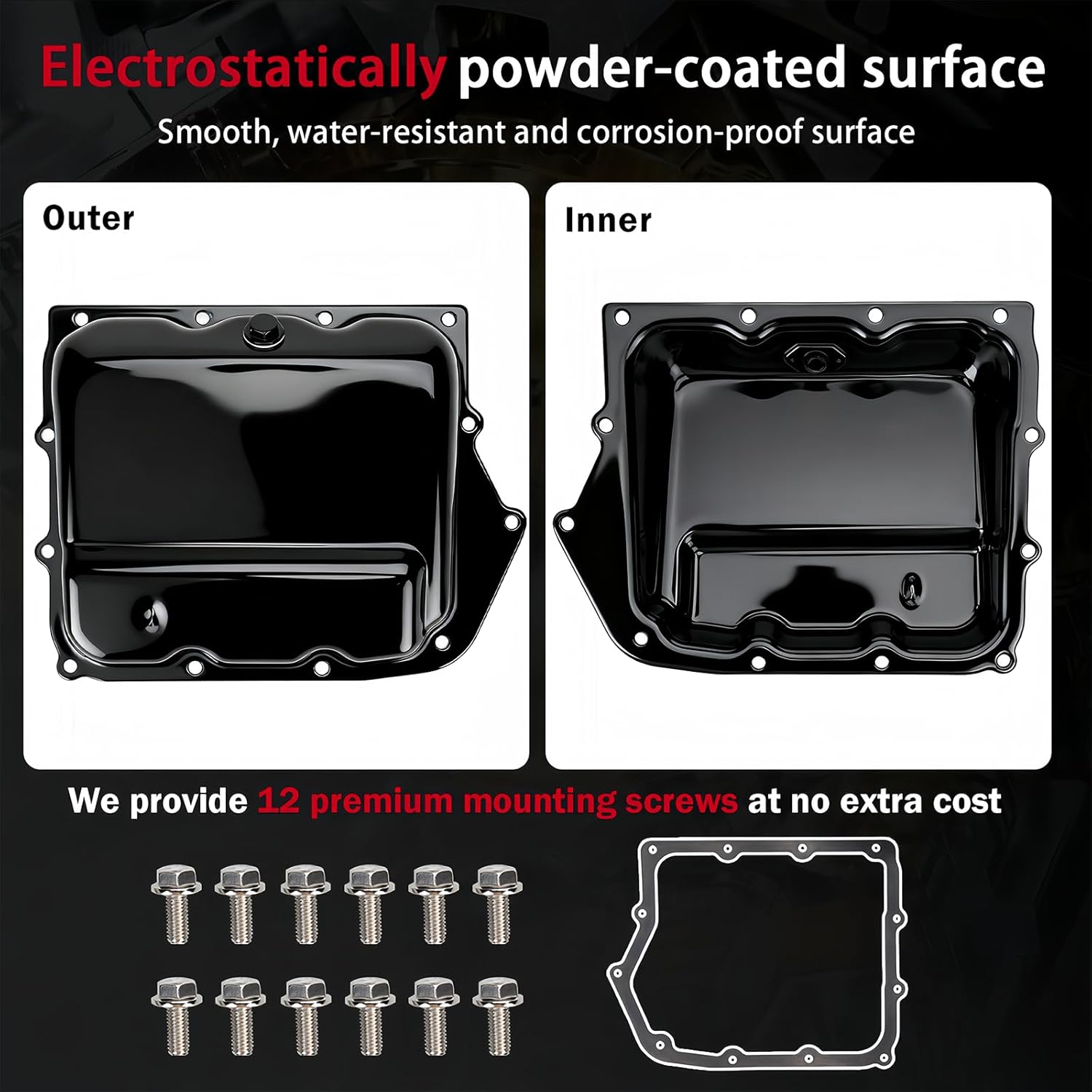 265-833 Transmission Oil Pan with Gasket and 12 Screw Fits For Chrysler 200,Sebring,Town & Country, Pacifica | Dodge Avenger, Journey,Grand Caravan | Ram ProMaster 1500/2500/3500, RAM C/V