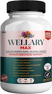 Wellary Max Menopause Support Supplement, 40 Billion CFU Probiotic Blend, 90 Capsules (1)