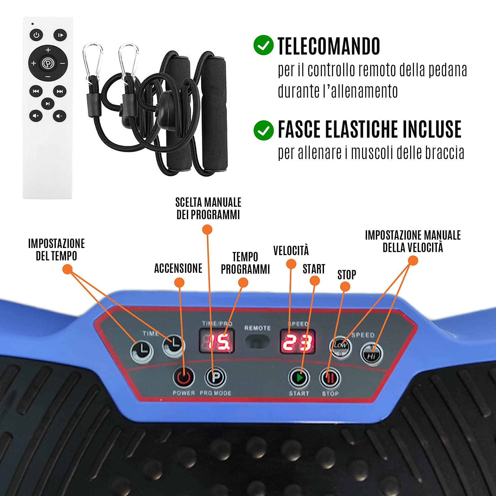 FFitness Pedana Vibrante Ultra Slim 9 Programmi 99km/h Training Aerobico Esercizi Muscolari Bande di Resistenza | Max 120kg