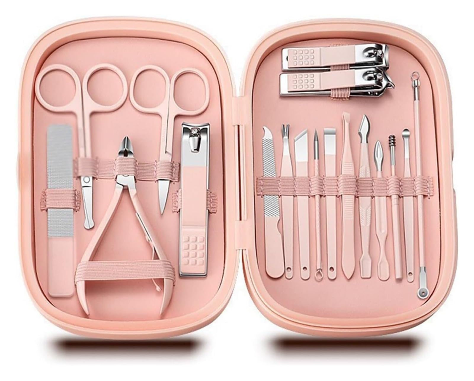 Kit de manicura y pedicura con cortaúñas de Acero Inoxidable para Mujer y Hombre (Rojo Claro)