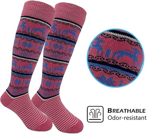 Miniatura 3 de HIGHCAMP Calcetines de nieve para niños, 2 pares para snowboard, patinaje, esquí, niños y niñas, deportes al aire libre