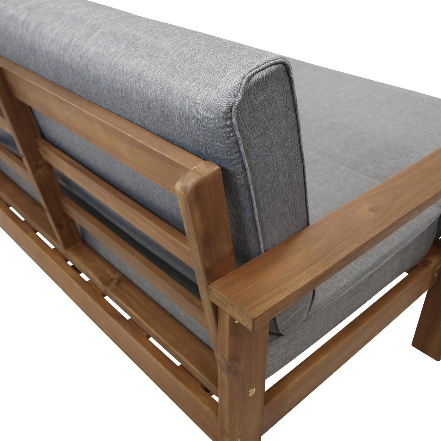 DEGAMO Gartensofa Liegesofa Parana 180x136cm ausziehbar, Akazienholz braun gölt, mit Polsterauflagen grau, Indoor und Outdoor