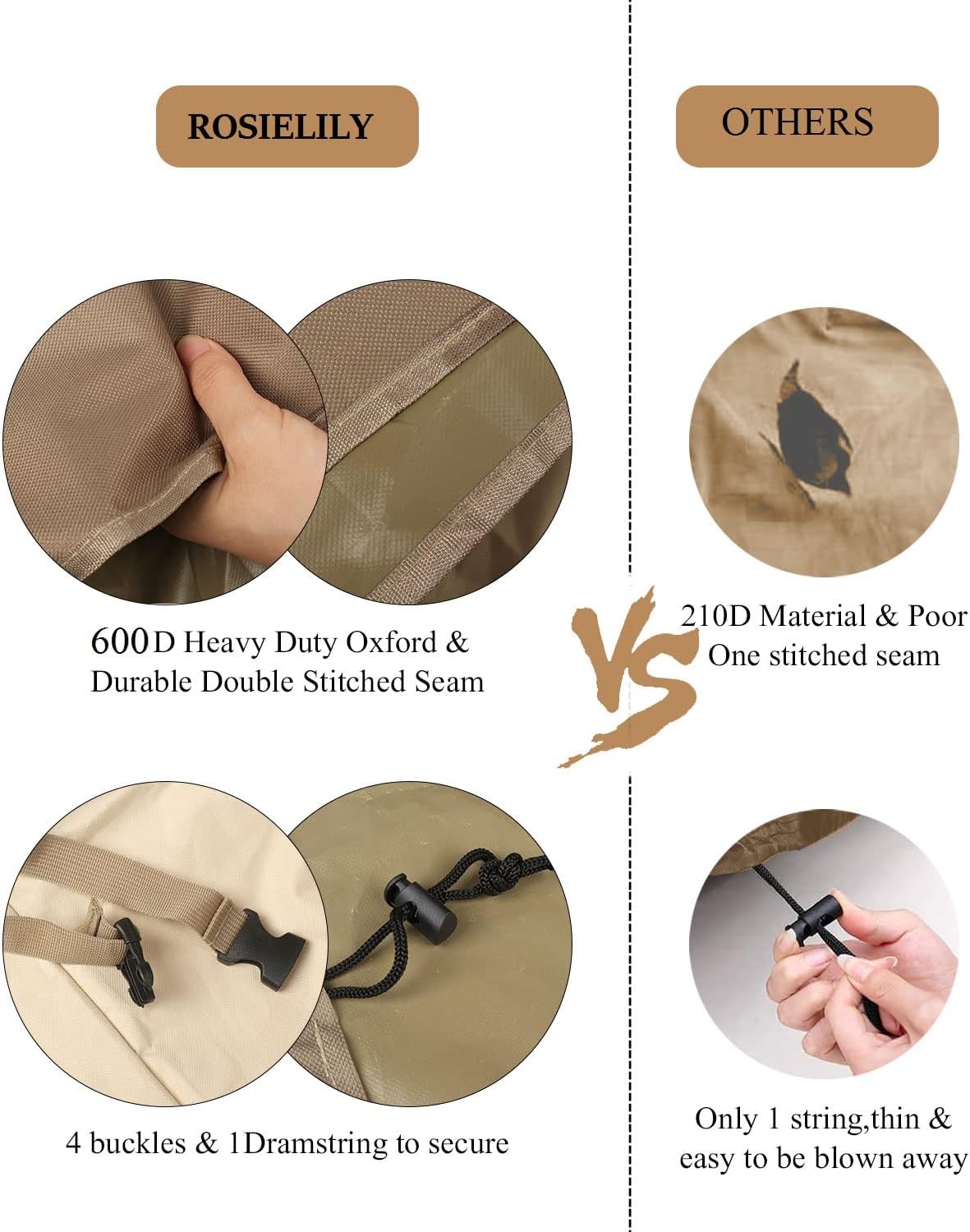 RosieLily High Back Patio Chair Covers Waterproof Heavy Duty Stackable Outdoor Bar Stool Cover Patio Furniture Covers Outside Lounge Deep Seat Covers, High Back-1 Pack Beige