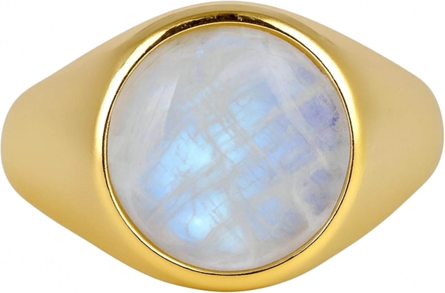 Natural Rainbow Moonstone Ring, 925 Sterling Silver, Round Moonstone Signet Ring, Handmade Copper Jewelry