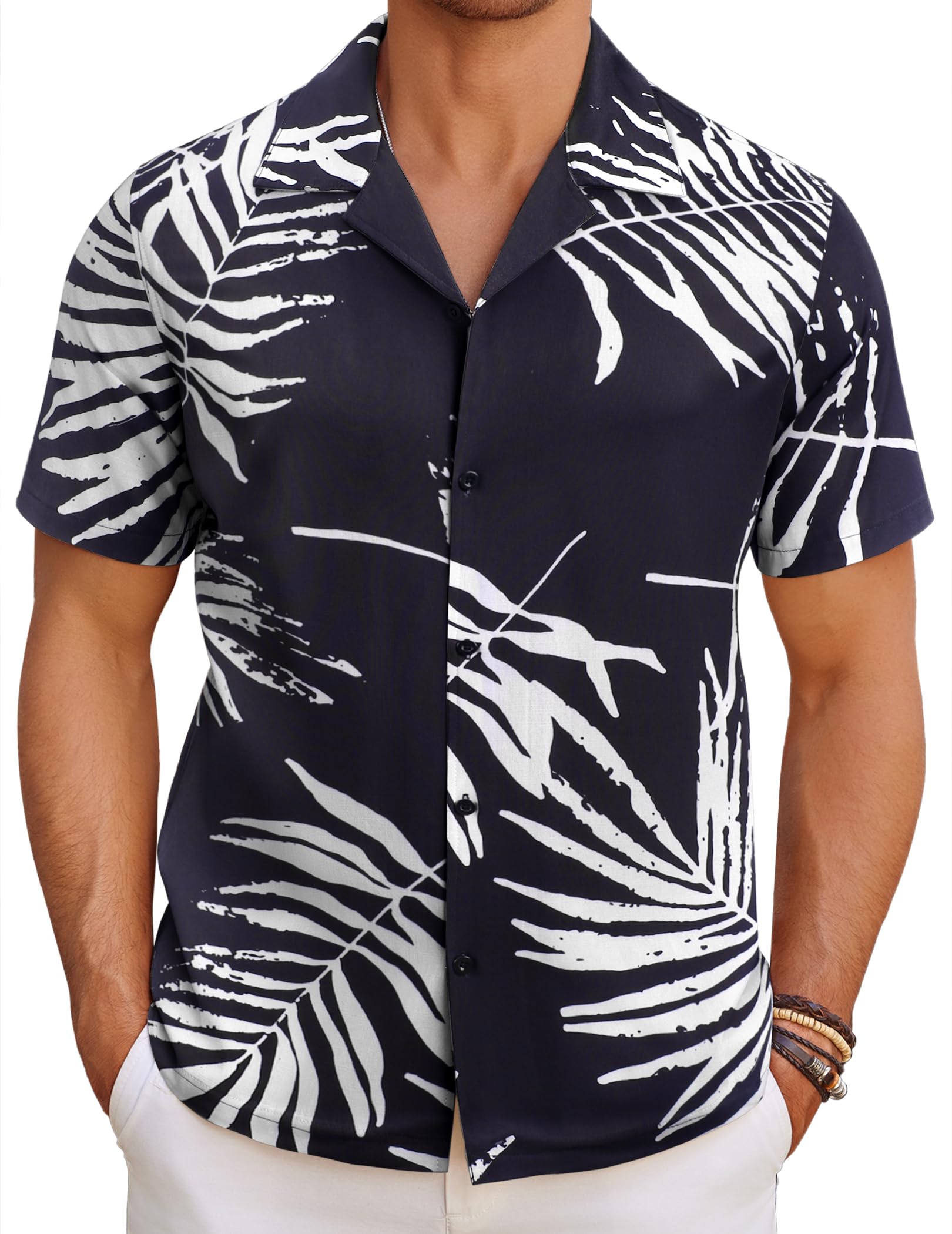 COOFANDY Hawaiihemd Herren Kurzarm Sommerhemd Leicht Freizeithemd Hawaii Kurzarmhemd Strandhemd Männer Hemden Urlaub
