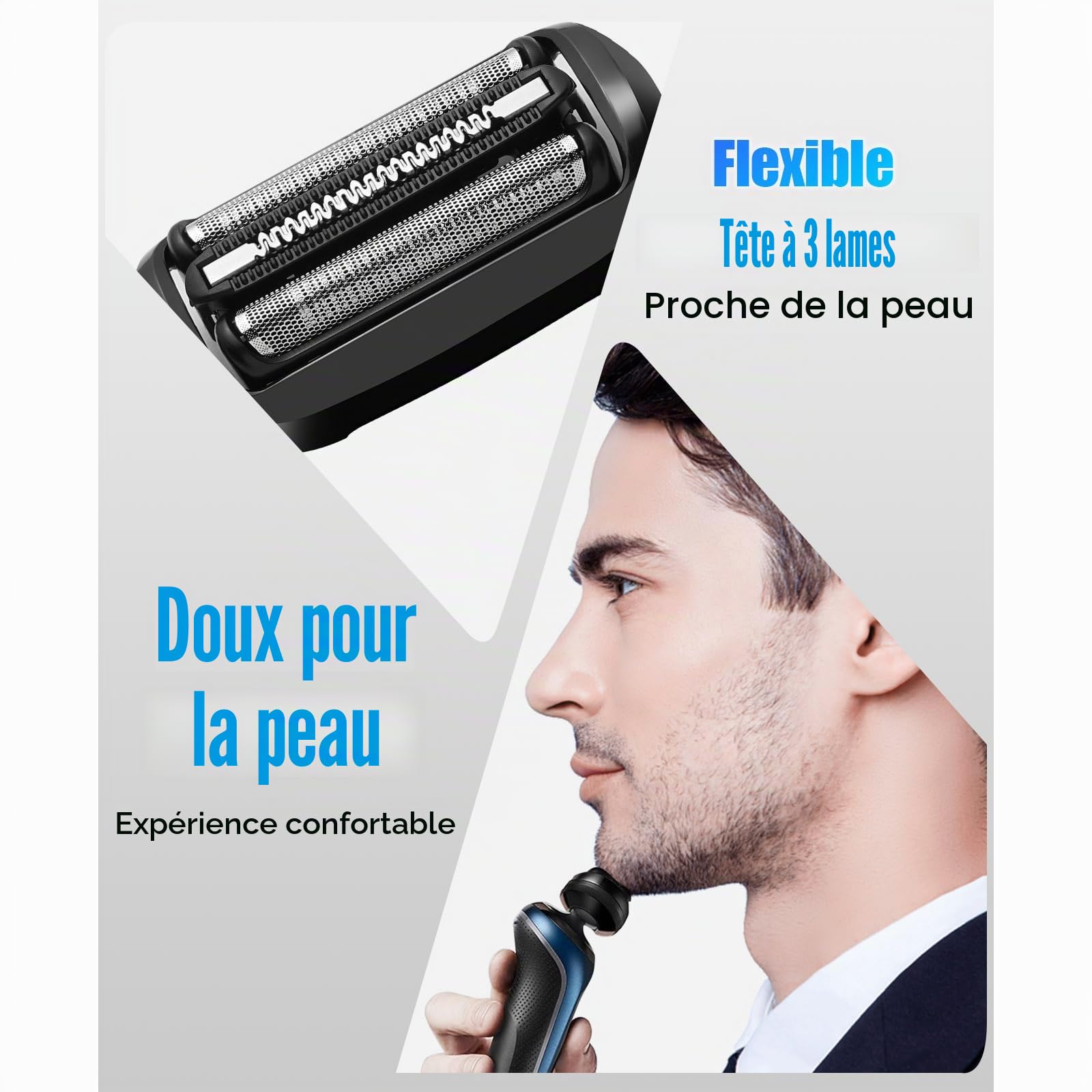 53B Lot de 2 têtes de rasoir de rechange compatibles avec les rasoirs Braun Series 5/6 5020cs 5018s 5035s 5049cs 5050cs 6020s 6040cs 6075cc 6072cc 6090cc