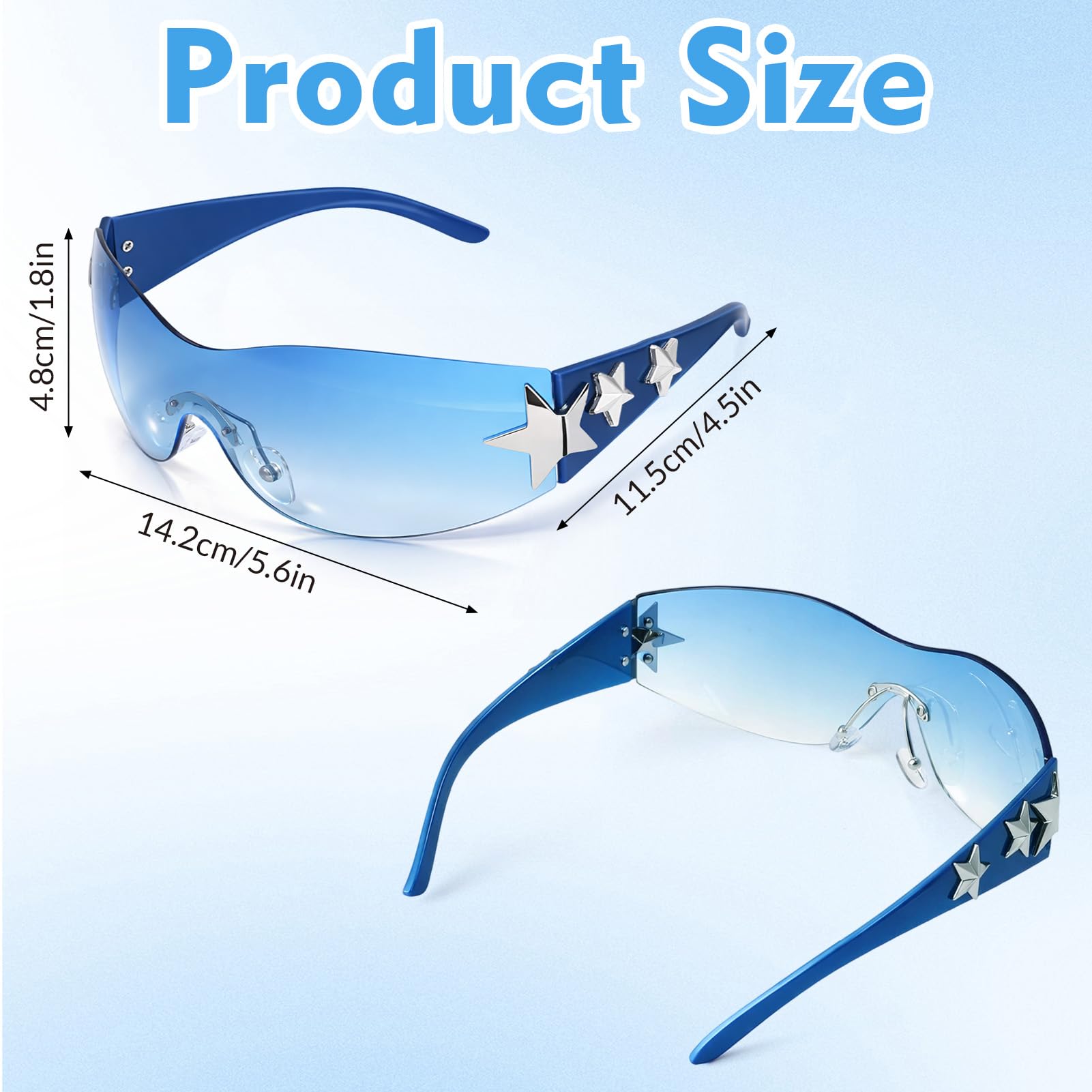 Ovveroche 3 Pairs Y2K Sunglasses for Women Men Trendy Shield Wrap Around Sun Glasses Oversized Fashion Frameless Glasses: 3 Pairs - Multicolor