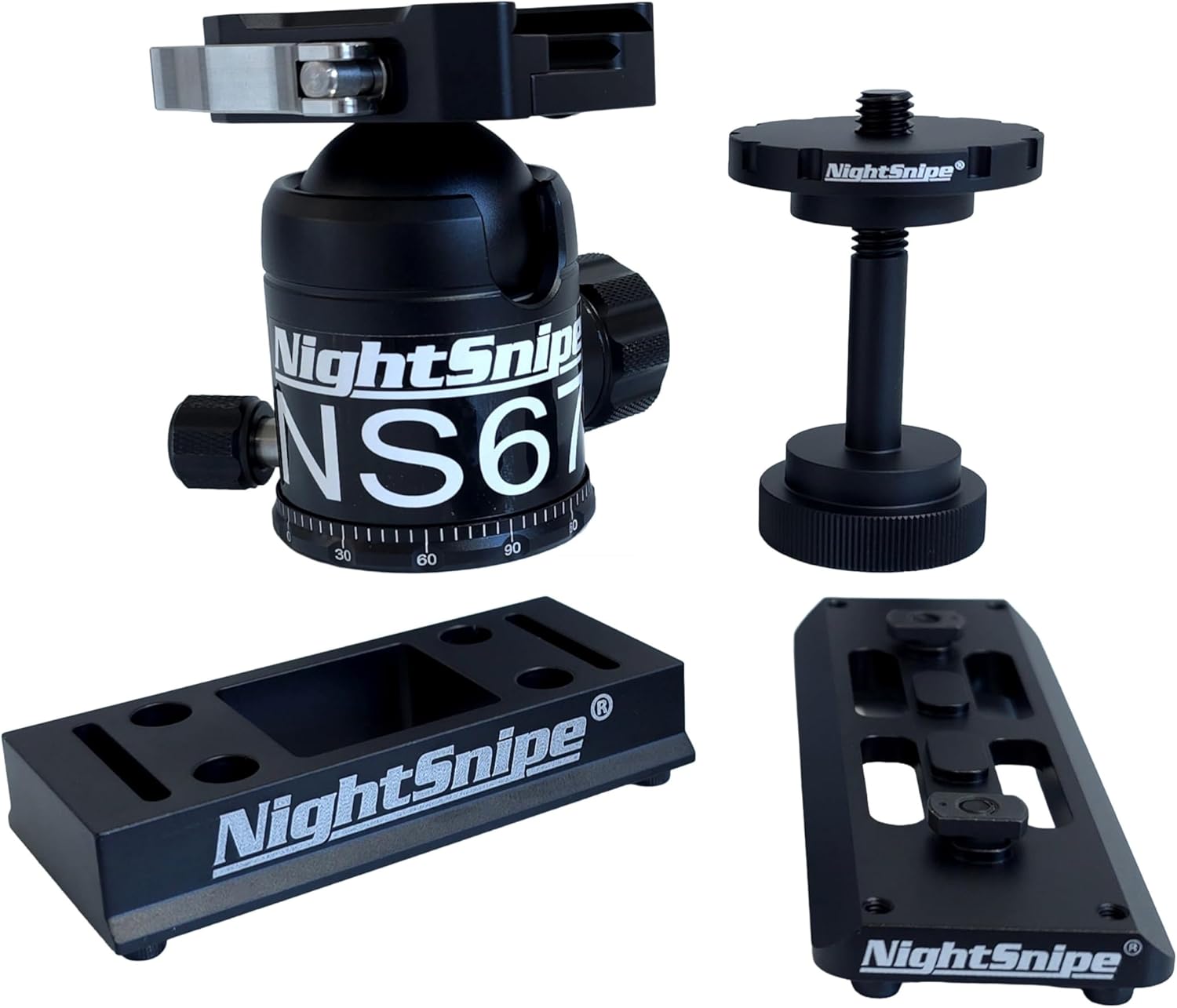BOG DeathGrip Ball Head Conversion Kit | Ball Head Adapter + Arca-Swiss Saddle Mount + Arca-Swiss M LOK Mount + NS67 Ball Head | for use with BOG DeathGrip Tripod
