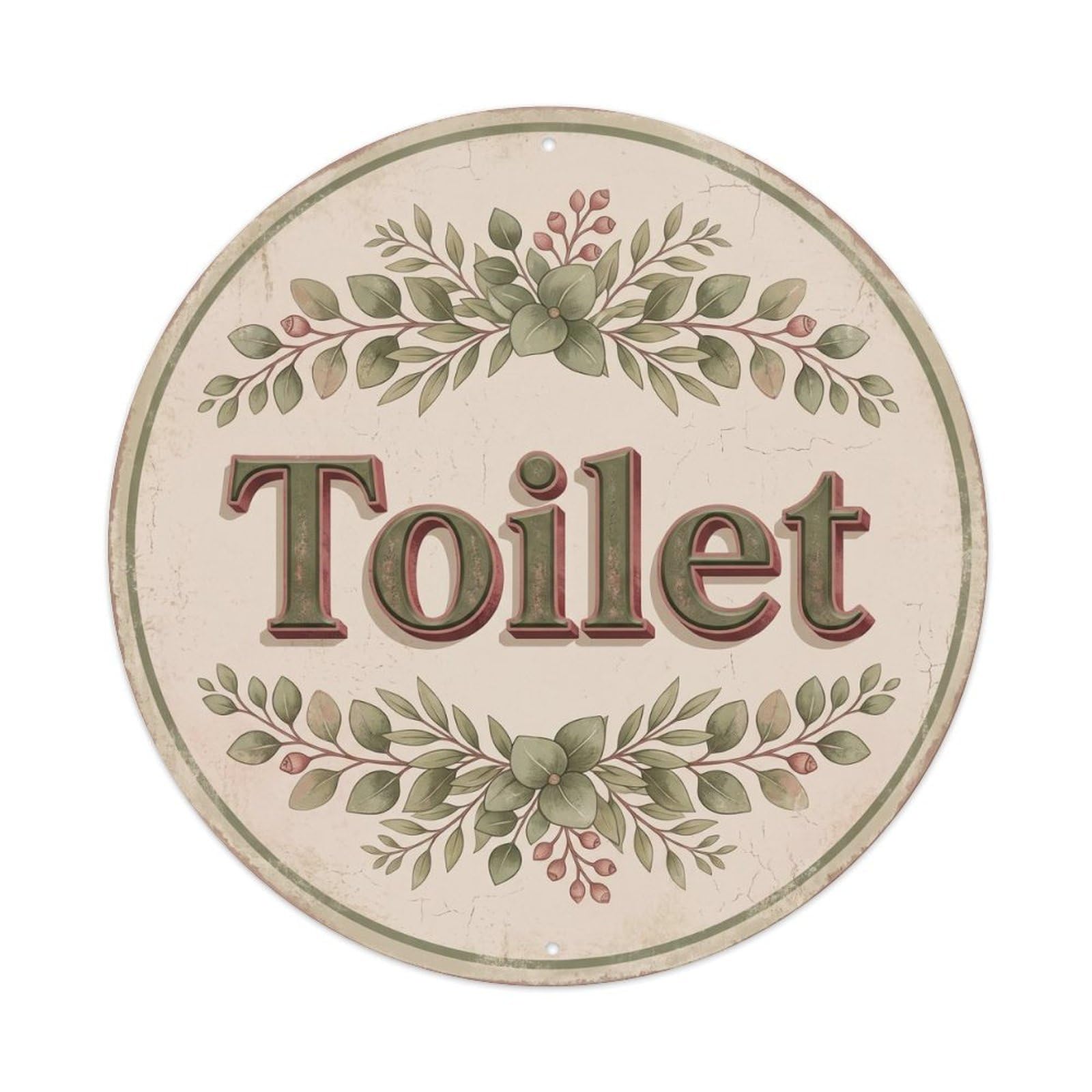 Okahys 8X8inch(20X20cm) Toilet(Wc) Signage Eucalyptus Vintage Metal Tin Sign