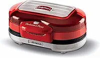 Ariete 205, Grill Burguer Retrô Vermelha - Party Time, Grelha Hamburguer e Aquece Pães, Base dupla antiaderente, 1200W - 220V