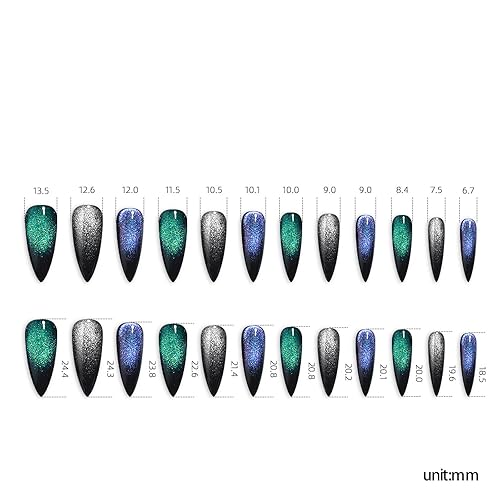 Miniatura 78 de Uñas postizas rojas a presión, uñas postizas medianas de almendra, uñas acrílicas brillantes, uñas postizas de cobertura completa con diseño