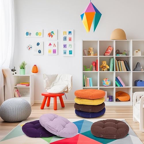Miniatura 9 de Gerrii 12 cojines de suelo flexibles para el aula, cojines flexibles para niños en casa, escuela, aula, guardería, guardería (color brillante,