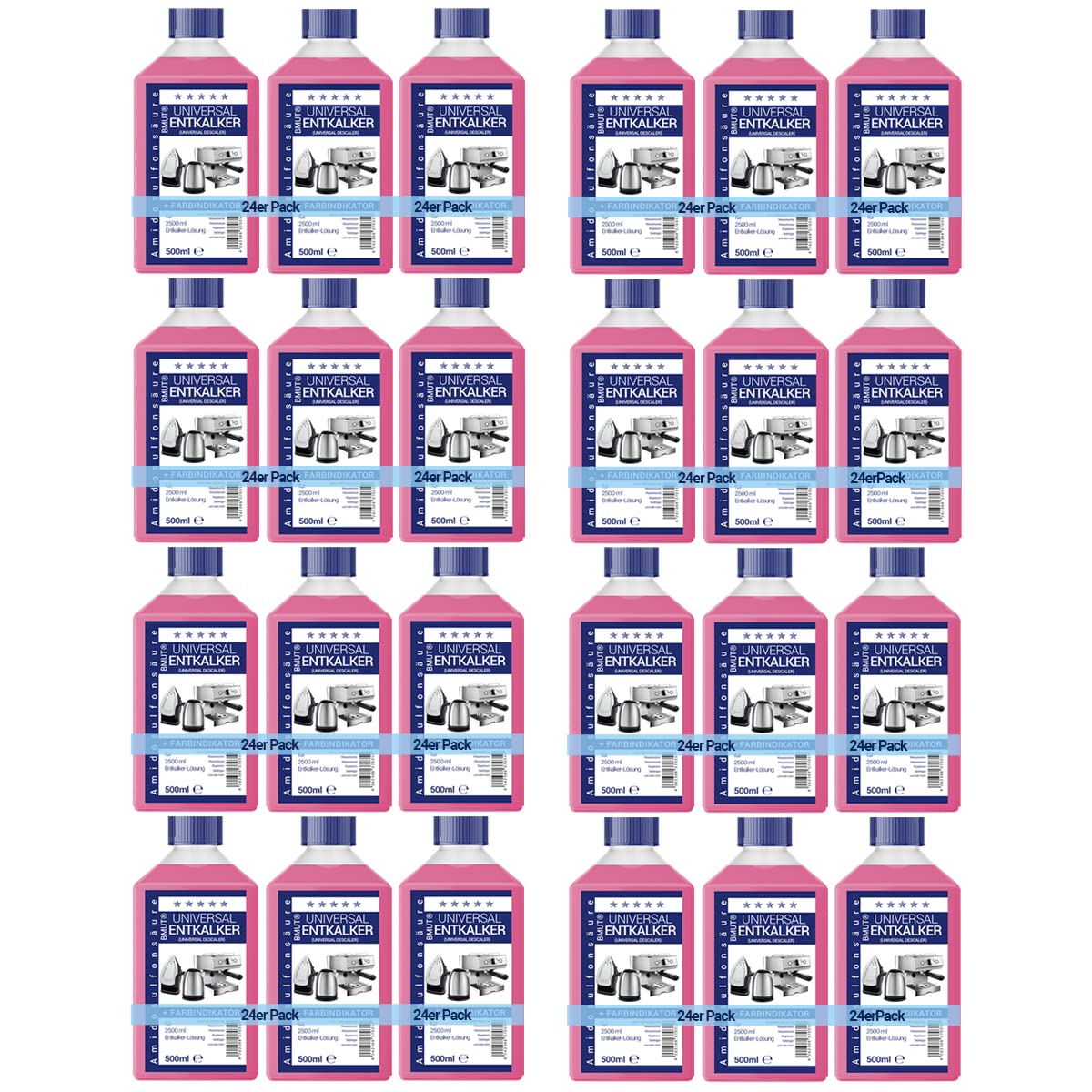 24 x 500 ml uniwersalny odkamieniacz do ekspresu do kawy i ekspresu do kawy – po 125 ml na 2500 ml roztworu odkamieniacza (24 x 500 ml)