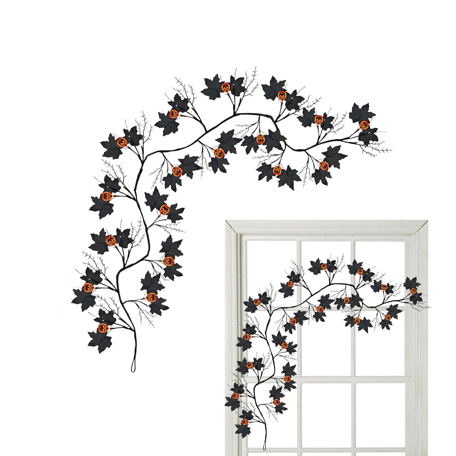 Guirlande lumineuse saule Halloween à piles décorative pour mur et balcon - 8