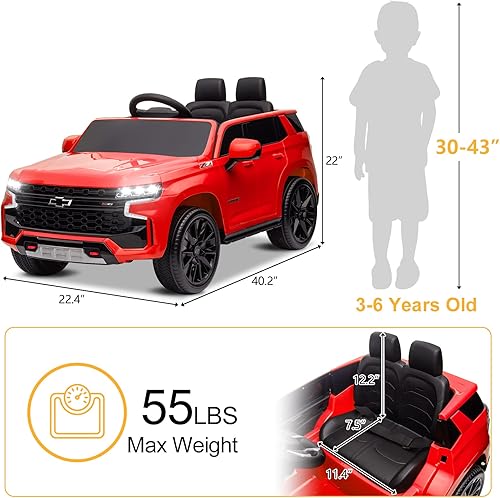 Miniatura 9 de VALUE BOX Chevrolet - Camión con licencia para niños, vehículo eléctrico con batería de 12 V, control remoto de 2.4 G, luces, bocina, música,