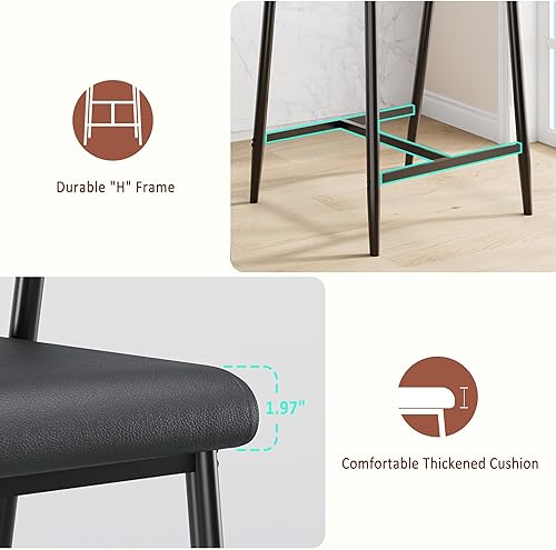 Miniatura 7 de GarveeHome Juego de 2 taburetes de bar de altura de mostrador con brazos, juego de taburetes de bar modernos tapizados de 26 pulgadas con respaldo