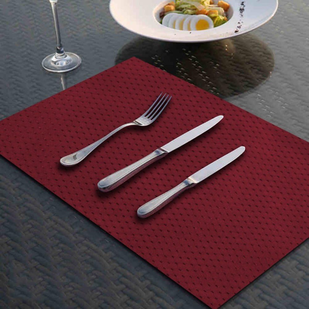 Solid Washable Table Placement Double-Faced Geometric Placemats Nonslip Heat Insulation Place Mats for Table Restaurant, Set of 4 Pieces, 13x18 Inch