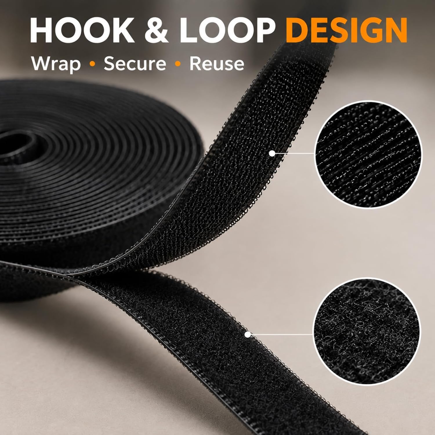 Hook and Loop Tape, Double Sided Nylon Heavy Duty Hook and Loop Strips Roll