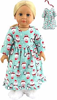 Santa and Penguin Christmas Nightgown for 18-Inch Dolls | Premium Quality & Trendy Design | Dolls Clothes