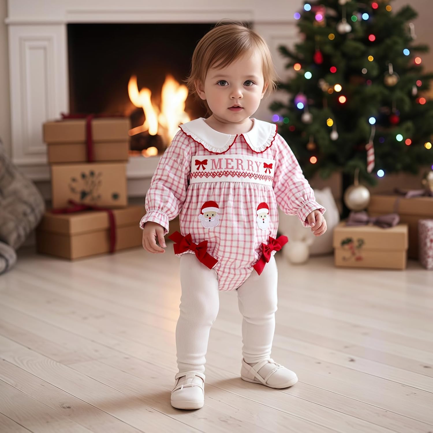 Girls Valentines Day Outfit Heart Xoxo Smocked Bubble Romper My First Valentines Day Baby Girl Outfit - Image 2