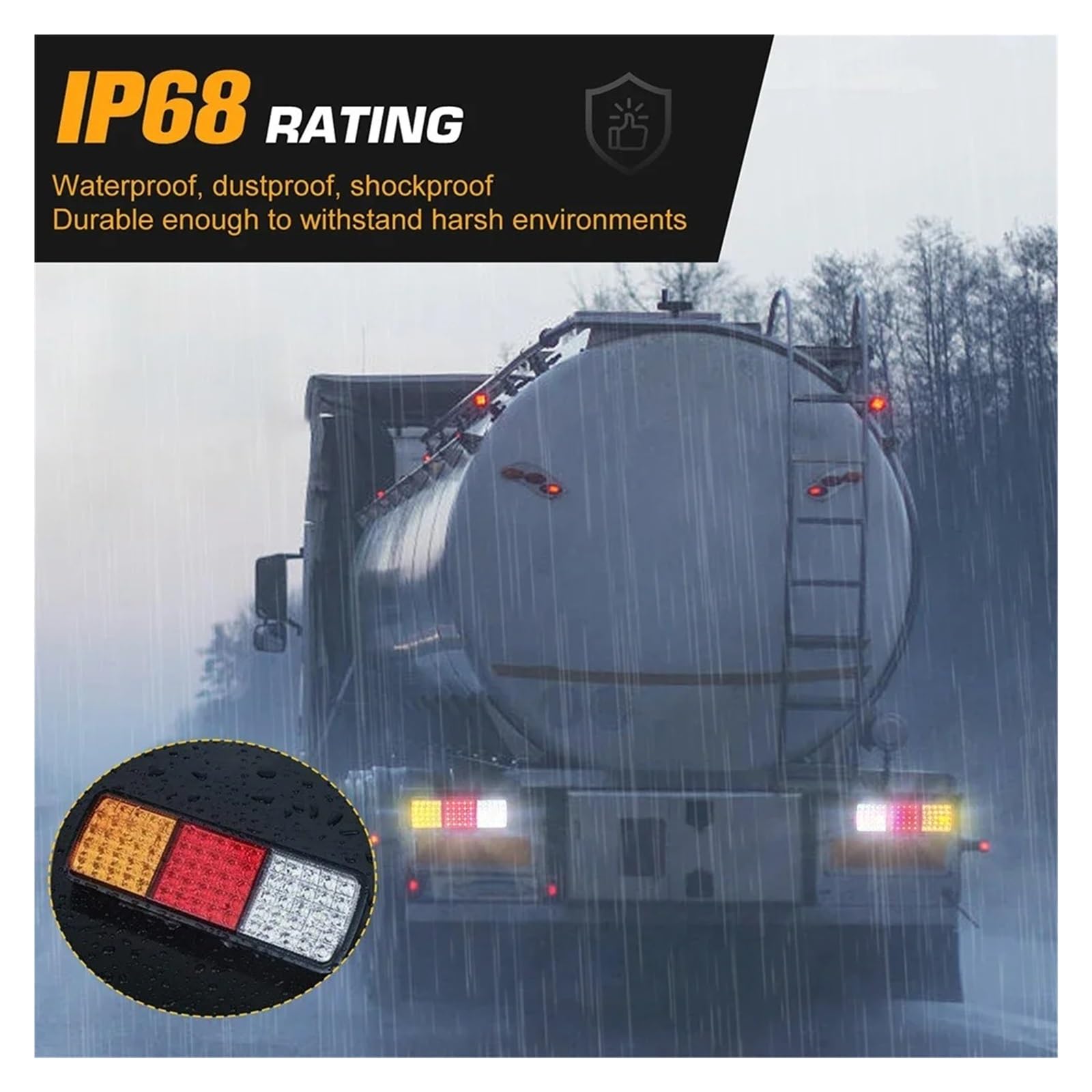 NAUTIG 2 Luces Traseras Impermeables 12 V Y 75 LED Para Remolque Camión, Intermitentes Marcha Atrás, Indicadora Para Caravana Tractor Faro Trasero