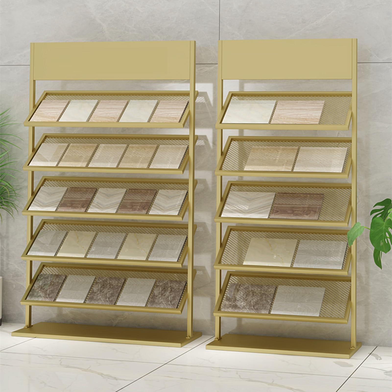 Amazon.co.jp: タイルディスプレイラック、5層金属垂直棚、床置き石床