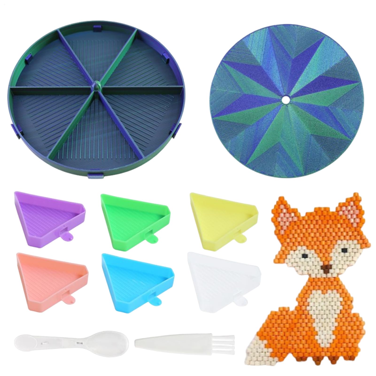 Bandejas de arte de gemas con soporte de almacenamiento triangular dividido y tapa