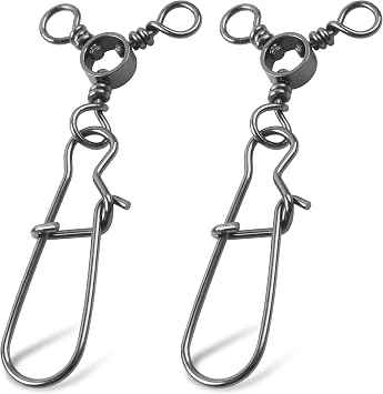 3 Way Fishing Snap Swivels, 30pcs High Strength T-Turn Swivels Fishing Tackle Stainless Steel Three Way Fishing Swivels with Duo Lock Snap Saltwater Fishing Connectors Catfish Tackle