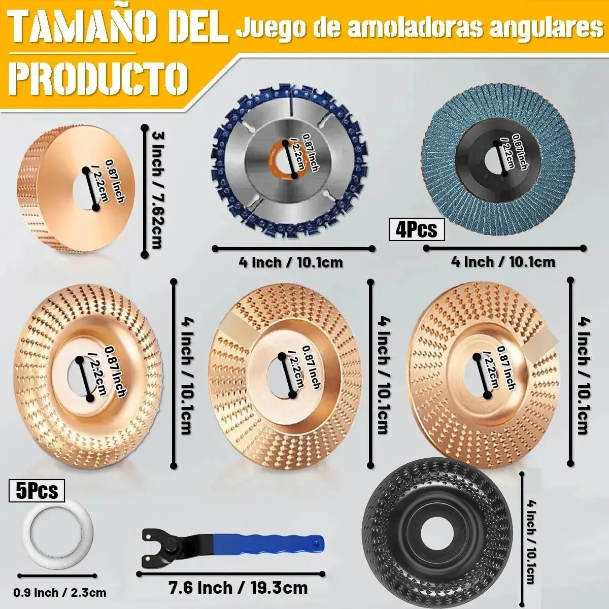 16 discos abrasivos de madera para tallar madera