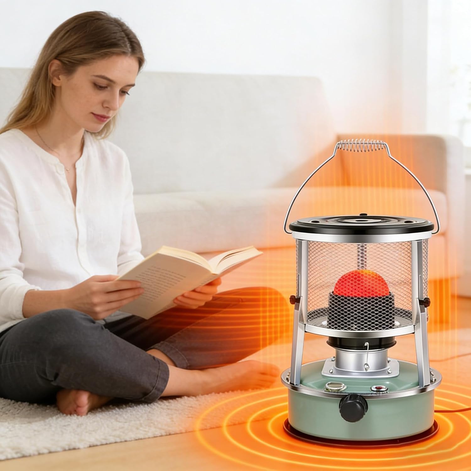 Upgrade Efficient Kerosene Heaters, Stainless Steel Indoor Heater Non Electric, Kerosene Stove Camping with Portable Handle for Boiling Water Heating Cooking, High cost-performance ratio (Green)