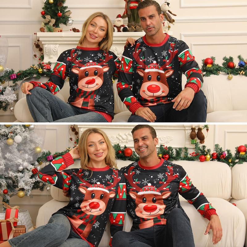 Ugly Christmas Sweatshirts for Women Men,Ugliest Unisex Womens Mens Sweatshirt,Funny Novelty Xmas Deer Sweater Shirt - Image 4