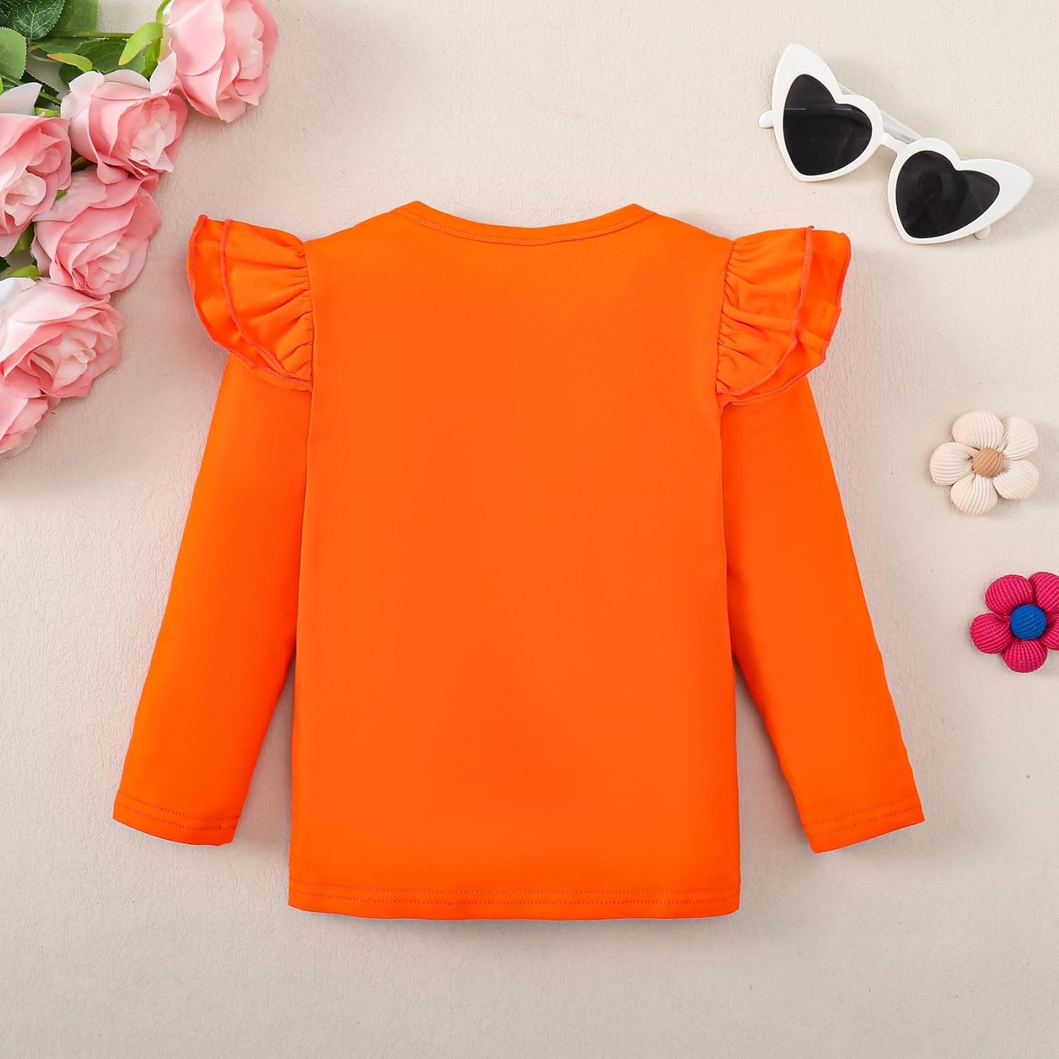 12M-14Y Toddler Baby Girls T Shirt Solid Color Blouse Ruffle Top Cotton Casual Tees Plain Shirt - Image 2