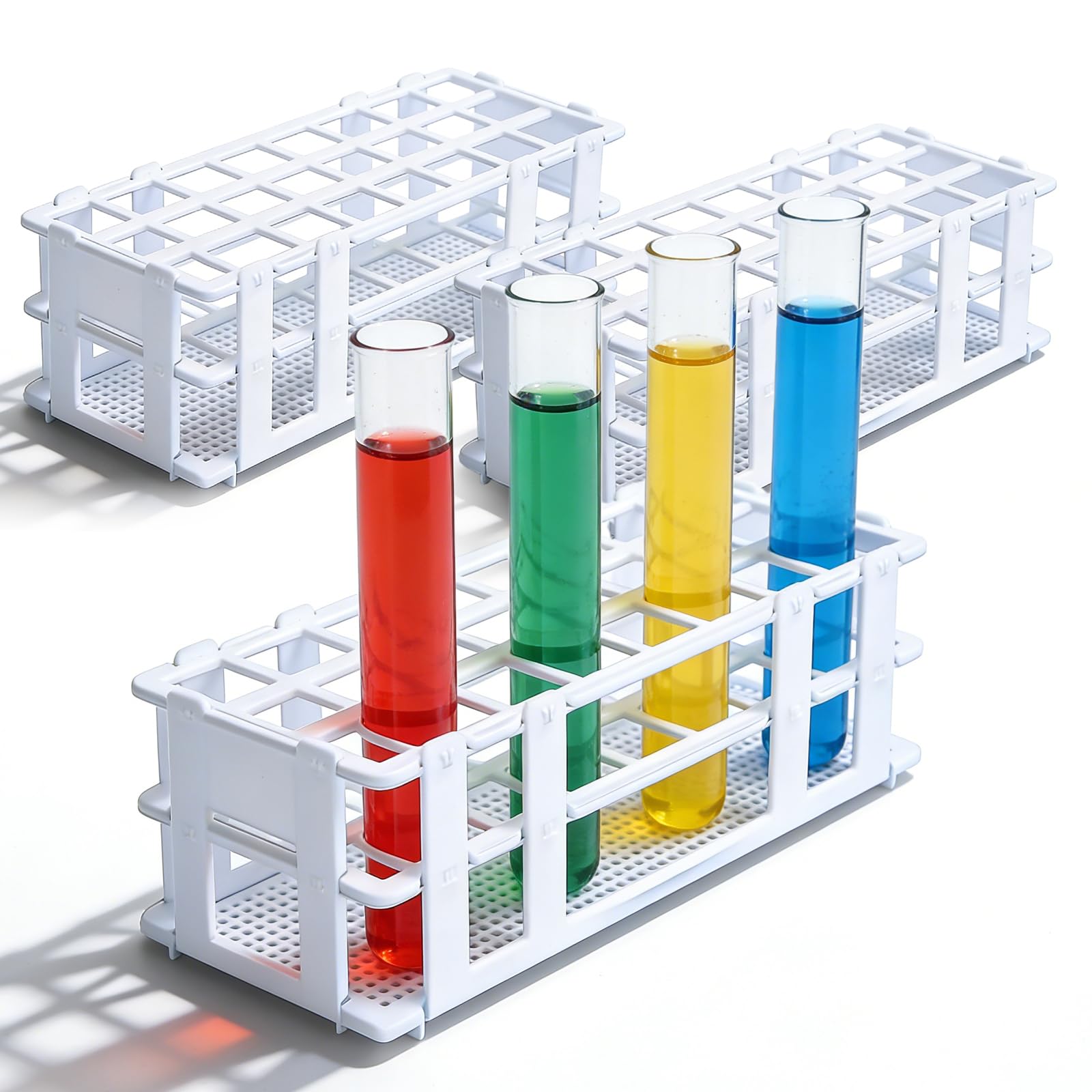 Soportes de tubos de ensayo de laboratorio 25 mm 24 agujeros plástico blanco rack