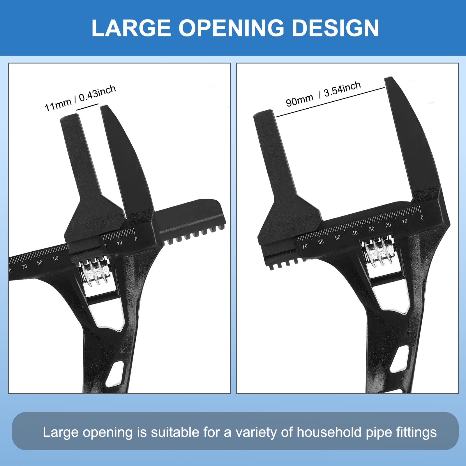 Llave inglesa ajustable, Macause 24 en 1 Herramientas de Plomería con hoja 11-90 mm Herramienta de Instalación de Grifoy Fregadero de Gran Apertura Llave Multifunción Para Tubería de Agua Para