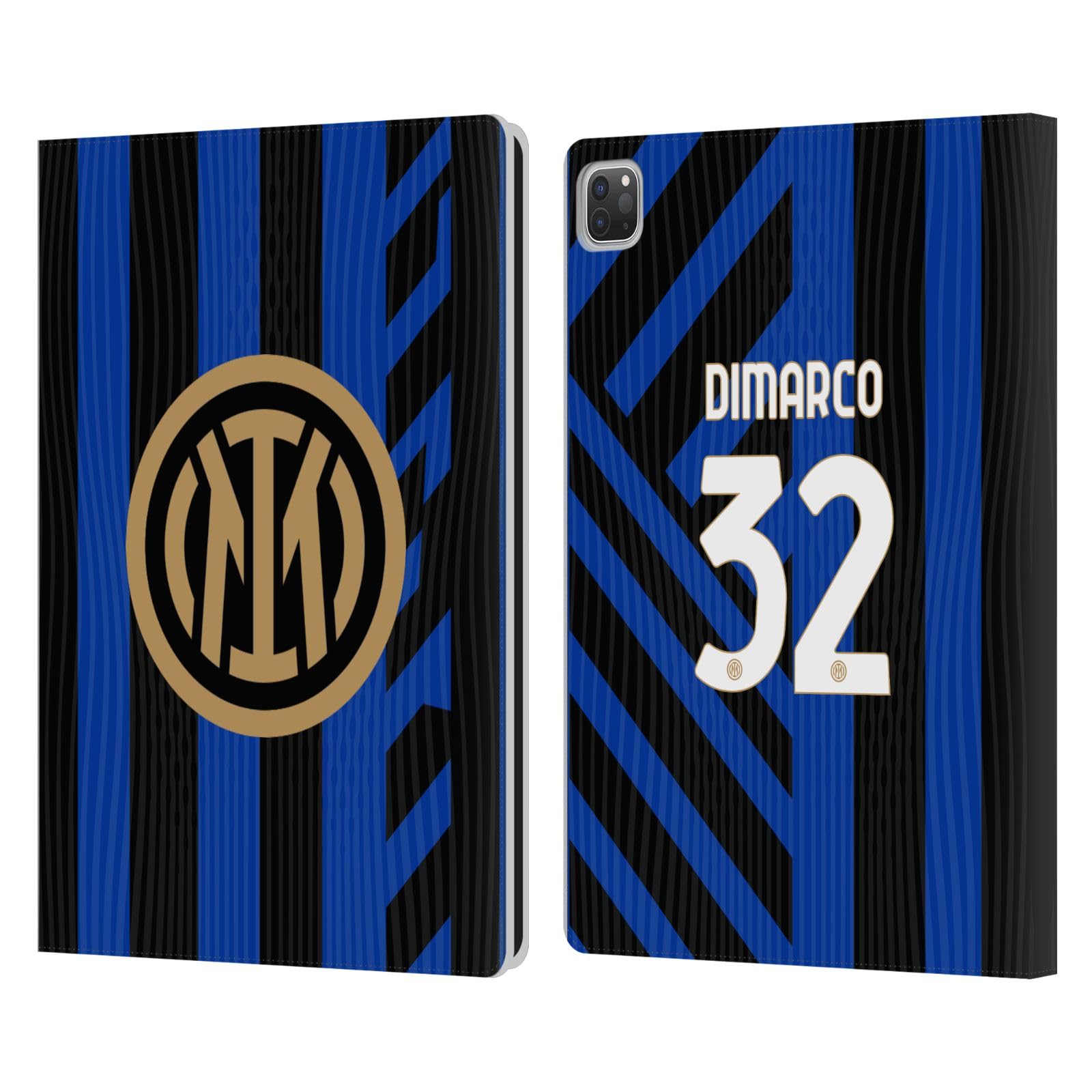 Head Case Designs Officially Licensed Inter Milan Federico Dimarco 2024/25 Players Home Kit Leather Book Wallet Case Cover Compatible with Apple iPad Pro 13 M4 2024