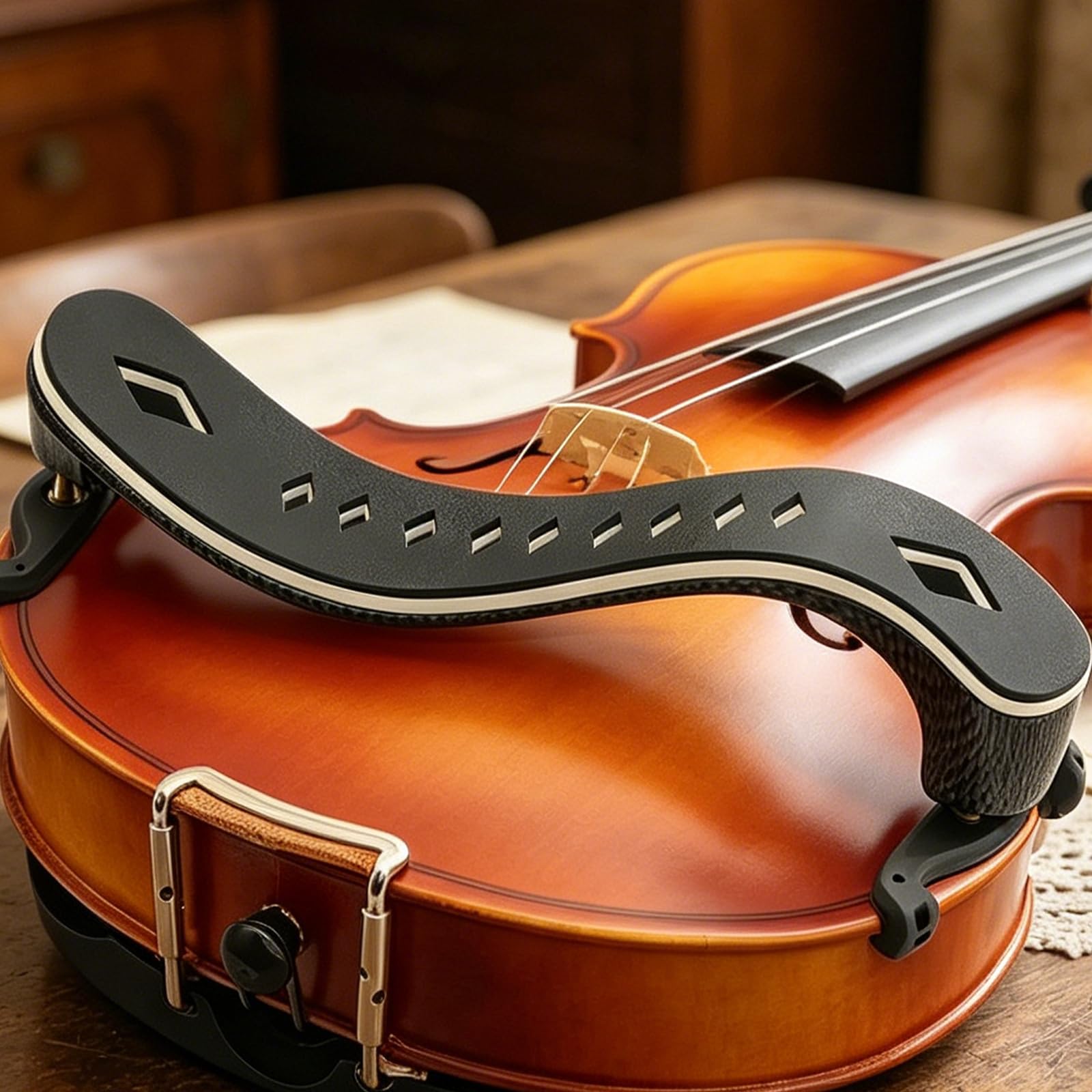 Épaulière Violin 3/4-4/4 ABS léger, ajustable en hauteur avec | Épaulière pour violon 3/4-4/4 ABS légère, pieds réglables; 5 pièces incluses; origine Chine; mousse et tampon; couleur