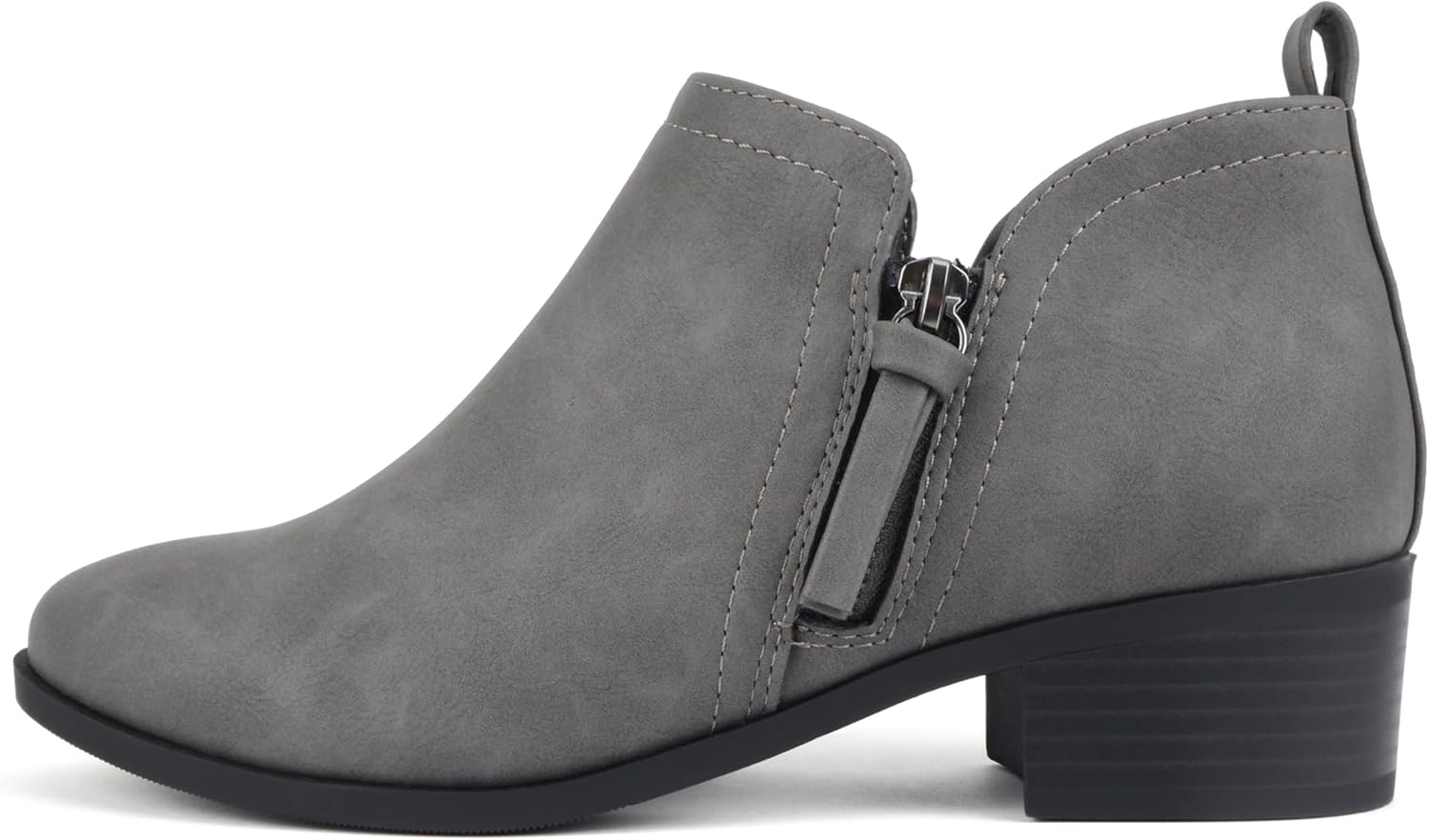 Soda “ZAYNE” ~ Women Round Toe Elastic Side Gore Side Zipper Pull Tab Low Heel Ankle Boot Bootie