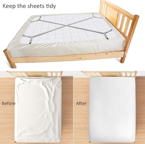 Miniatura 6 de ACEDÉCOR Correas de sábanas, clips para sábana bajera debajo del colchón para mantener las sábanas en su lugar, correas de soporte de sábanas para