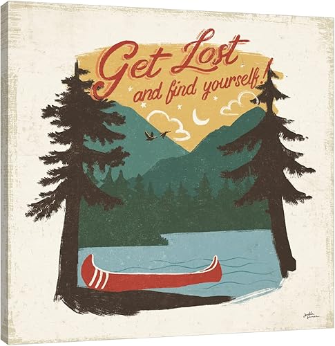 Jaxson Rea Janelle Penner - Lienzo envuelto en galería vintage de Lake V sin líneas, 18 x 18 pulgadas