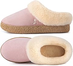 EverFoams Women's Microsuede Slippers Comfy Memory Foam Non-slip Indoor House Shoes with Fuzzy Collar
