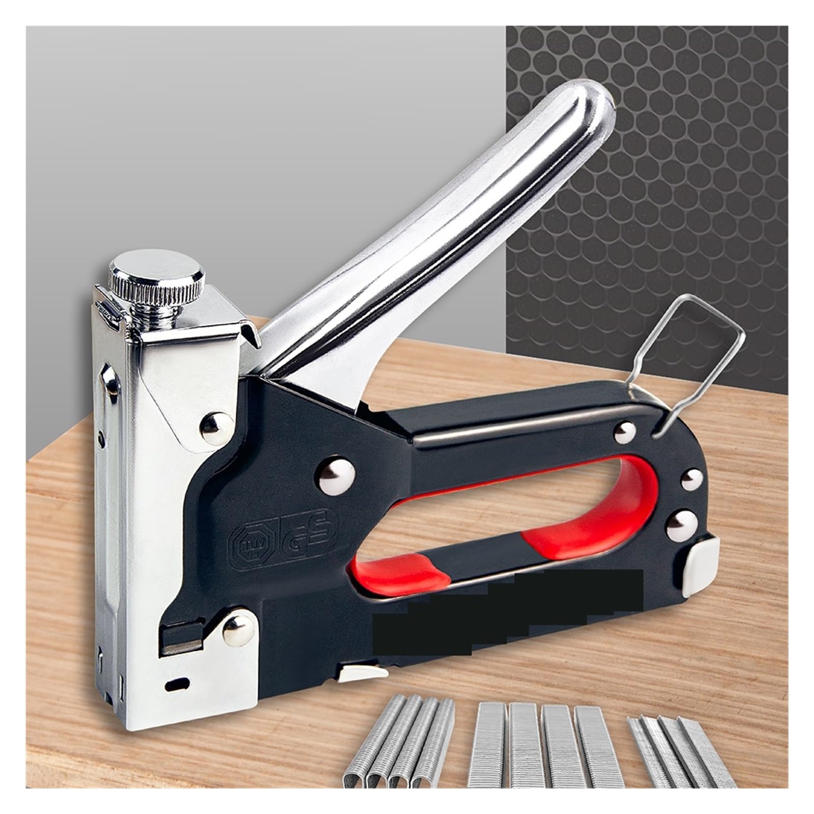 Pistolet do gwoździ, 3 w 1 pistolet do gwoździ DIY budowa mebli zszywacz zszywacz tapicerski z 600 zszywkami Home Decor narzędzie stolarskie(4)