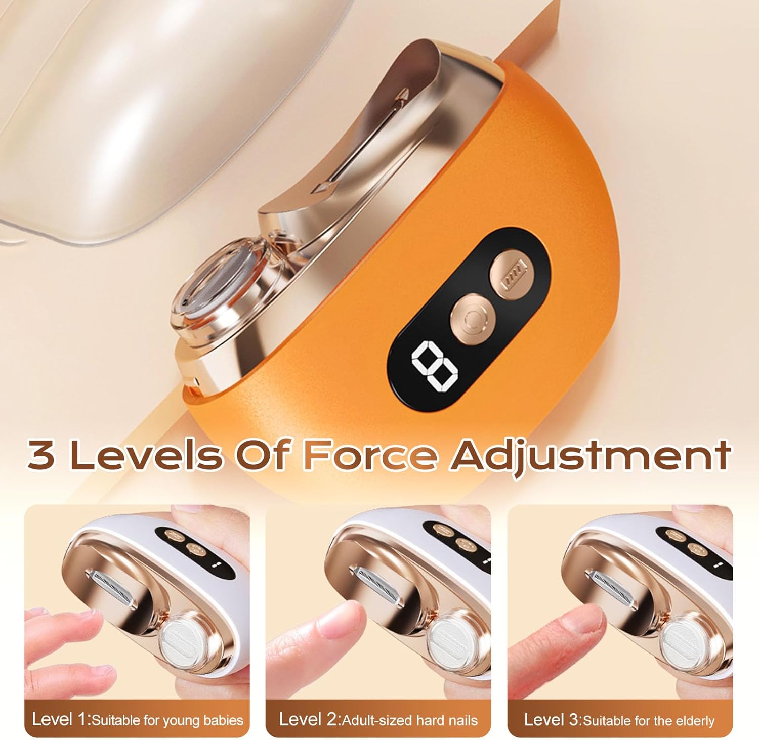 Multi-Functional Electric Nail Trimmer, 2025 New 2 in 1 Electric Polishing Automatic Nail Clippers, Electric Nail Clipper with 3 Speed Levels, Safe and Convenient Nail Trimmer (White - A)