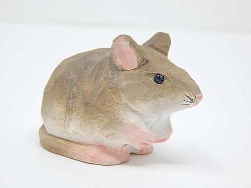 Miniatura 6 de Ratón hecho a mano de madera figura de campo casa rata ratones mascota criatura miniatura roedor arte tallado animales pequeños coleccionables