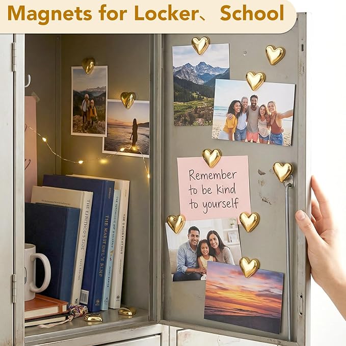 18 Imanes de Refrigerador Forma de Corazón Dorados Decorativos miniatura 4