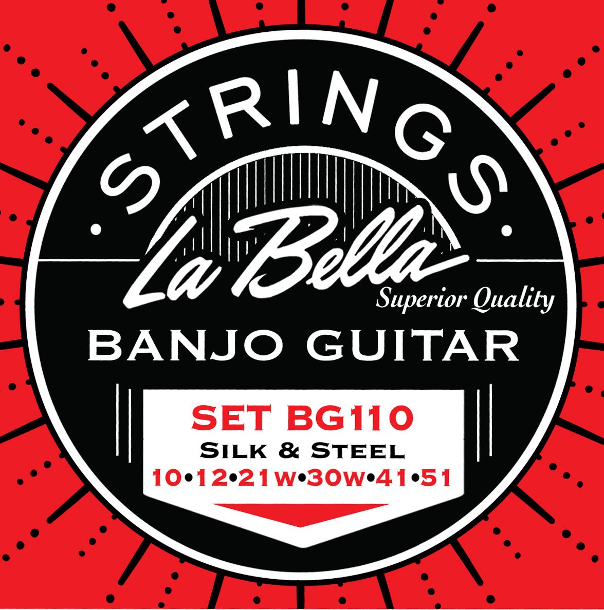 La Bella BG110 Stainless Steel Banjo Strings, Light
