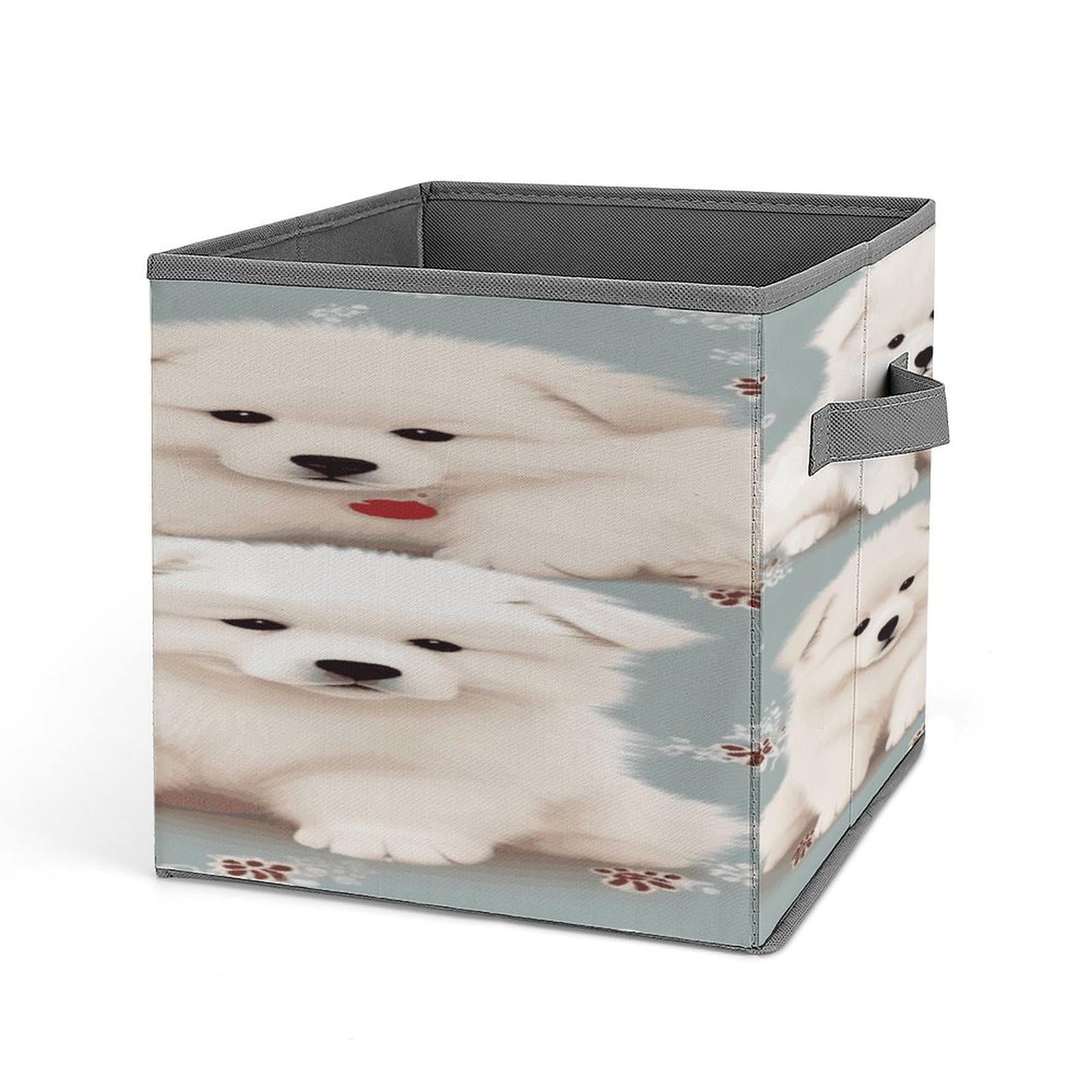 Fekiloot Style Little White Dogs Pattern Storage Bins Storage Baskets