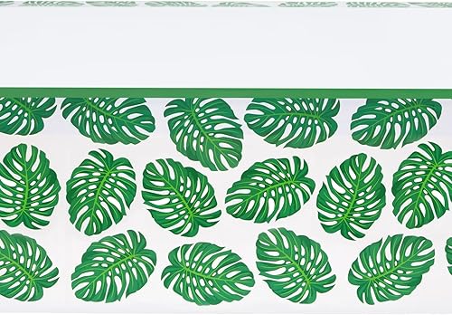 Miniatura 6 de Manteles de hojas tropicales para luau hawaiano, fiesta de cumpleaños safari baby shower (3 unidades, 54 x 108 pulgadas)