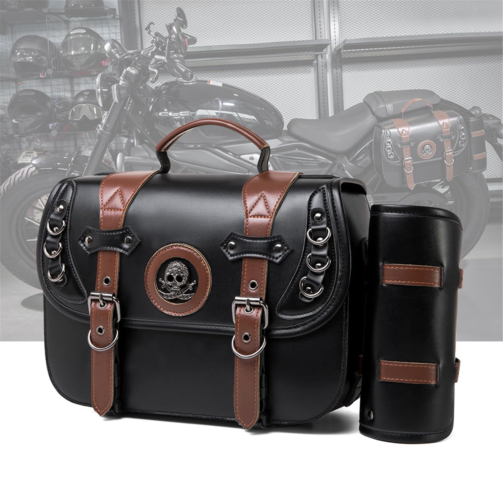 Allgemeine Satteltaschen PU Leder wasserdichte Seitentasche Pendler Motorradtaschen Einfach Zu Verwenden Für Fahrräder PU Leder Satteltaschen