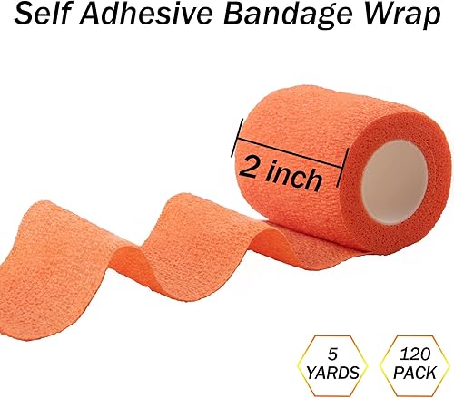 Miniatura 2 de BQTQ 120 rollos de vendaje autoadhesivo de 2 pulgadas, cinta autoadhesiva de colores, envoltura atlética para deportes, esguinces de muñeca y