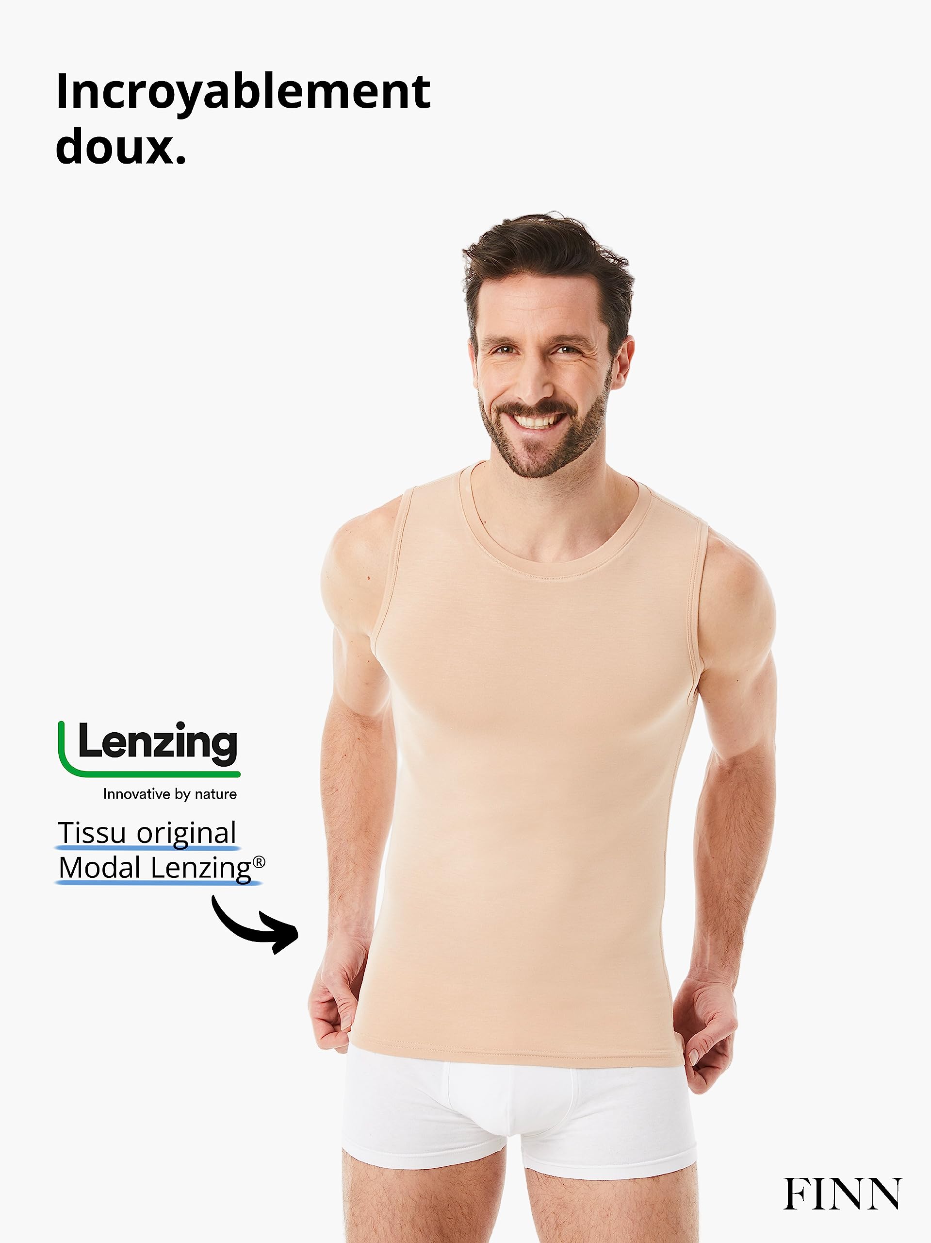 FINN Maillot de Corps Business pour Homme sans Manches avec Col Rond - sous-Maillot en Tissu Original Lenzing® Modal - Le Débardeur Parfait sous Une Chemise et Un Costume